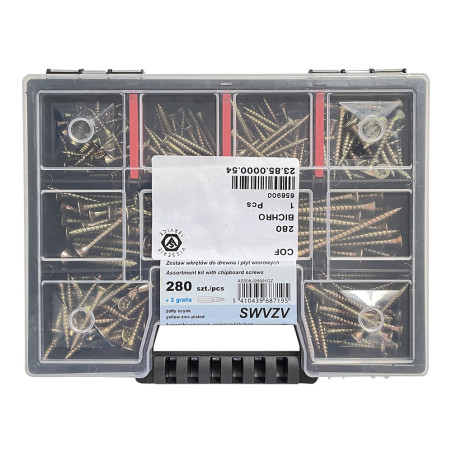 1 x Set of 280 Chipboard Screw Countersunk Head Torx cut Type 17 Drilling Point Yellow Zinc