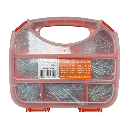 1 x Set of 280 Chipboard Screw Countersunk Head Pozi Zinc Plated Bit