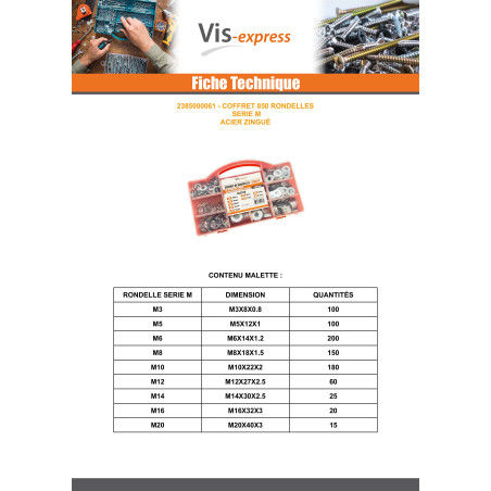 1 x Set of 850 Washer Zinc Plated Normal Serie