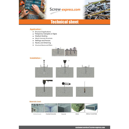 1 x Screw For Concrete Head Pan Head Torx 6X60 Zinc Plated