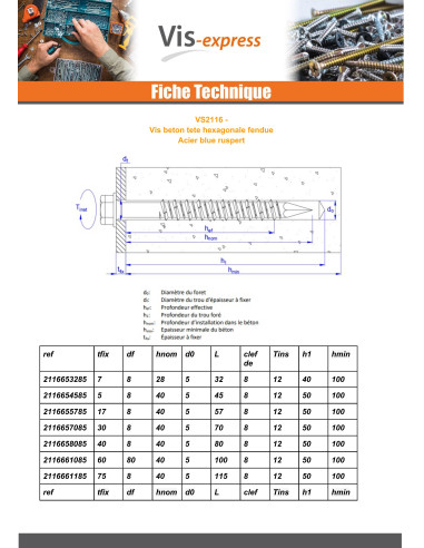 1 x Screw For Concrete Hexagonal Head 6.5X80...