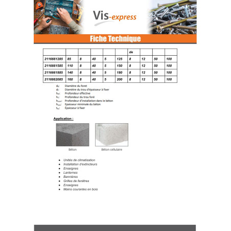 1 x Screw For Concrete Hexagonal Head 6.5X57 Blue Ruspert