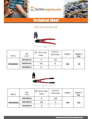 1 x Crimping pliers Length 660 Steel