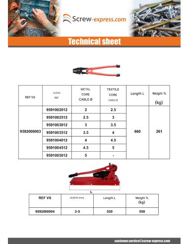 1 x Crimping pliers bench Length 530 Steel