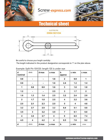 1 x Pin Slotted Yellow Zinc 3.2X25