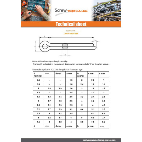 1 x Pin Slotted Yellow Zinc 3.2X25