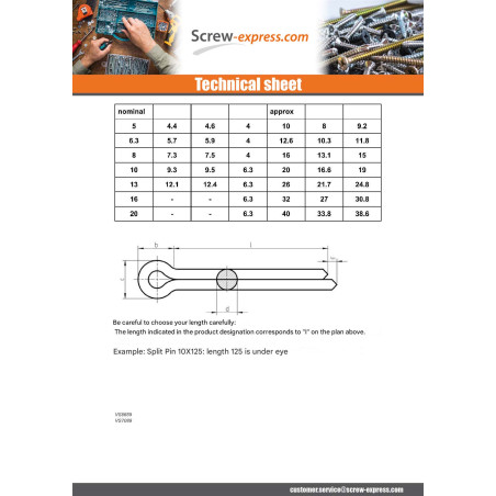 1 x Pin Slotted Yellow Zinc 3.2X25