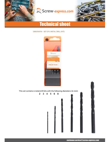 1 x Set of 6 metal drill bits