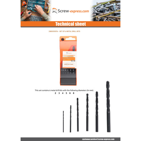 1 x Set of 6 metal drill bits
