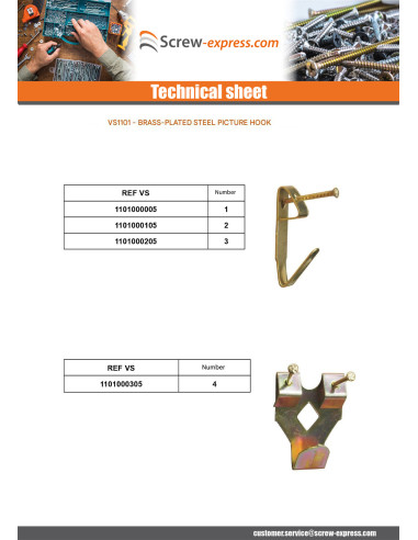 1 x Hook painting Hammer Plug number 0 Brass...