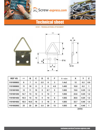 1 x Triangular picture hanger 14MM Steel