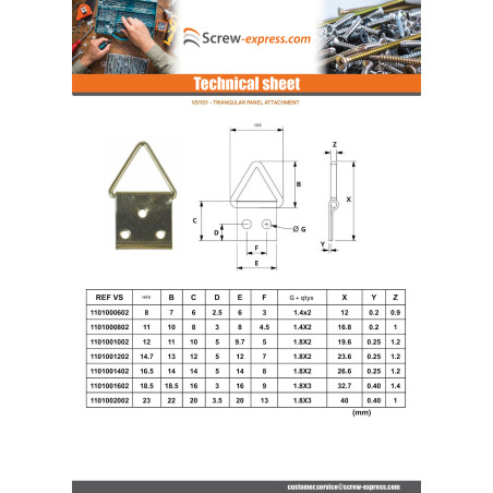 1 x Triangular picture hanger 14MM Steel