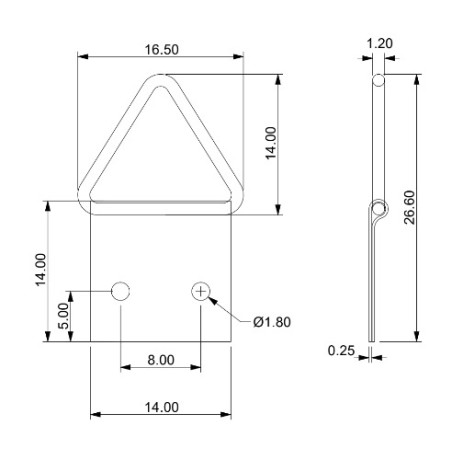 1 x Triangular picture hanger 20MM Steel