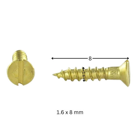 1 x Wood Screw Brass Countersunk Head Slotted 1.6X8 micro screw