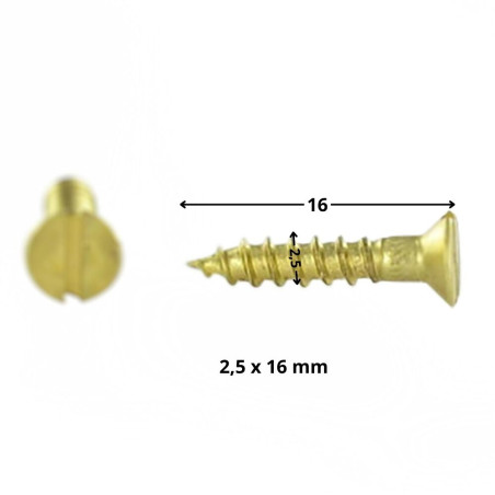 1 x Wood Screw Brass Countersunk Head Slotted 2.5X16 micro screw