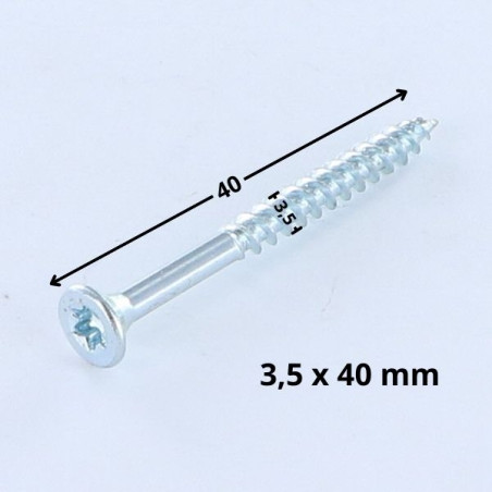 1 x Chipboard Screw Countersunk Head T10 3.5X40 Thread Length: 30 Zinc Plated