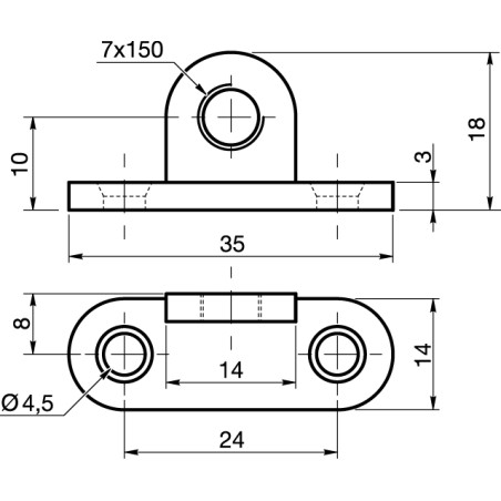 1 x Fixing bracket with eyelet Diameter 7MM Steel