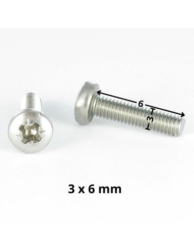 1 x Machine Screw wide domed head Pozi N°1 M3X6...