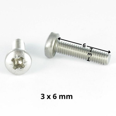 1 x Machine Screw wide domed head Pozi PZ1 M3X6 Zinc Plated micro screw