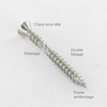 1 x Decking Screw Double Thread Countersunk Head T25 5X60 cut Type 17 Drilling Point Stainless Steel A4