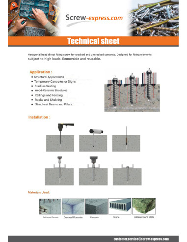 1 x Screw For Concrete Hexagonal Head Flange T8...