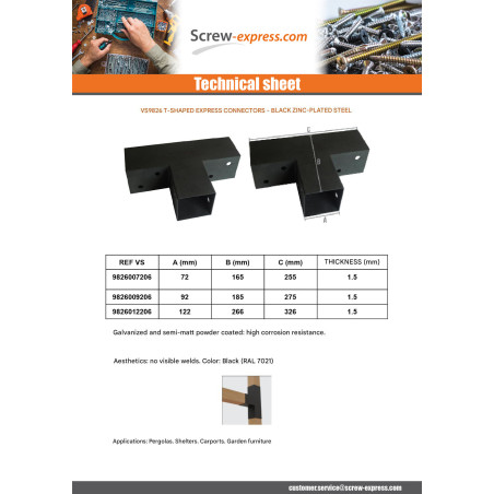 1 x Anchor Plate EXPRESS In Head Black Zinc Plated 72X165X255