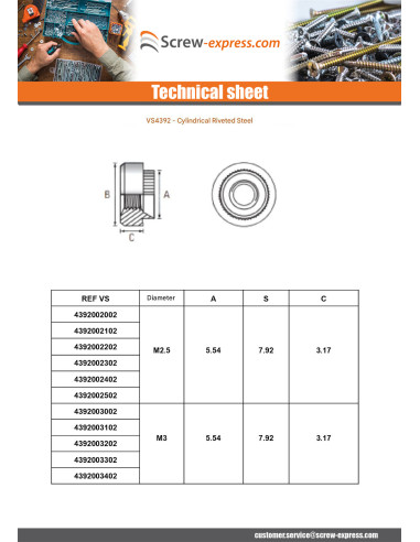 1 x Rivet Bushes Cylindrical M4 Thickness...