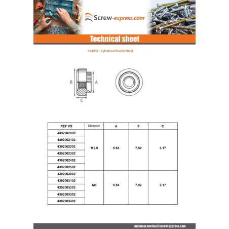 1 x Rivet Bushes Cylindrical M4 Thickness Material 2.5MM Zinc Plated