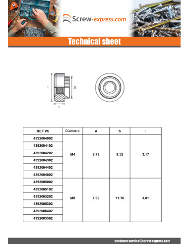 1 x Rivet Bushes Cylindrical M4 Thickness...