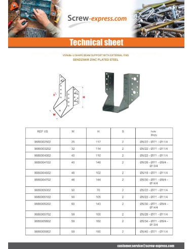 1 x Joist hanger U-shaped to Wings External...