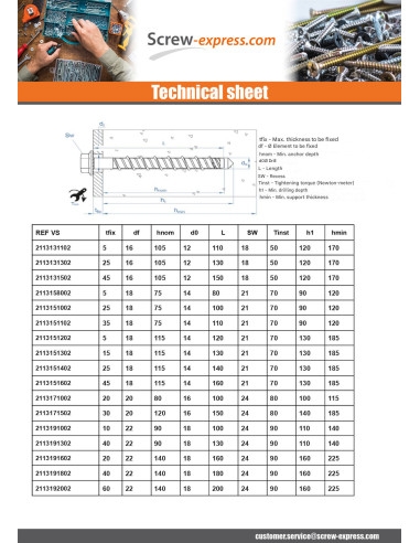 1 x Screw For Concrete Hexagonal Head Flange...
