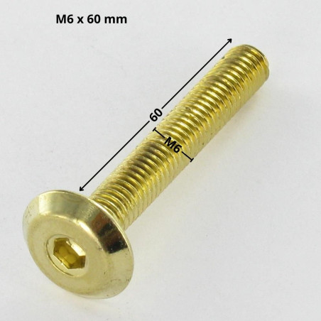 1 x Machine Screw flat Hexagon Socket 4 M6X60 Brass Plated Steel