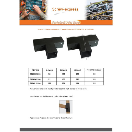 1 x Anchor Plate EXPRESS In Head Black Zinc Plated 92X185X275