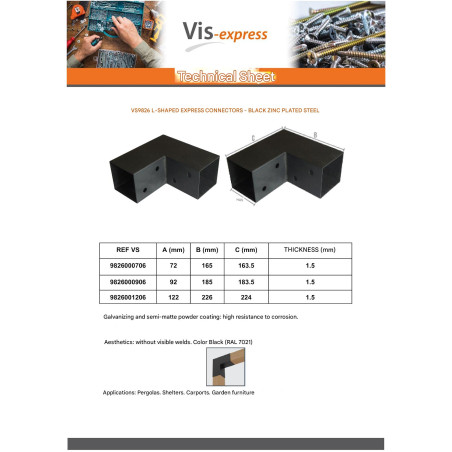 1 x Anchor Plate EXPRESS In L Black Zinc Plated 92X185X183.5