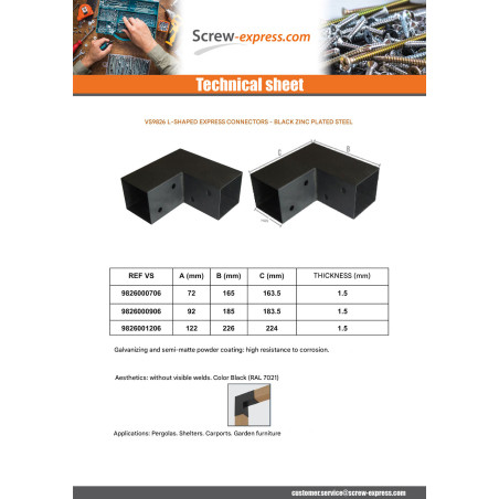 1 x Anchor Plate EXPRESS In L Black Zinc Plated 72X165X163.5