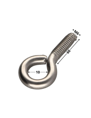 1 x Piton Machine M6X60 Eye 10 Stainless Steel A2