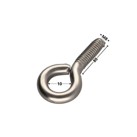 1 x Piton Machine M8X80 Eye 10 Stainless Steel A2