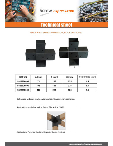 1 x Anchor Plate EXPRESS 4 Directions Black...