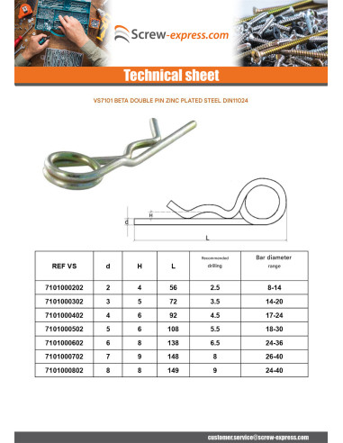 1 x Pin R Clip Double 4 Zinc Plated
