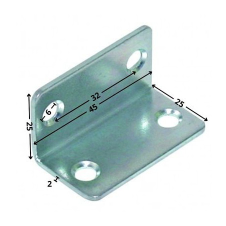 1 x Brackets 25X25X45 Diameter 6 Zinc Plated