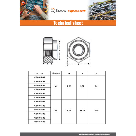 1 x Rivet Bushes Hexagonal Zinc Plated M5 Thickness Material 1.2MM