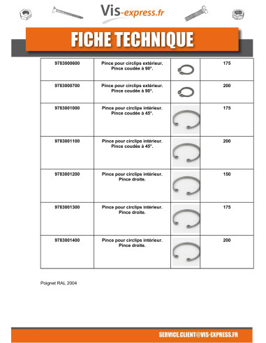 1 x Pliers Retaining Rings Internal ELBOW 45...