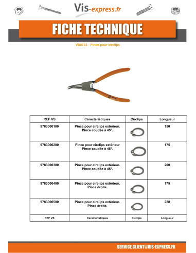 1 x Pliers Retaining Rings External ELBOW 45...