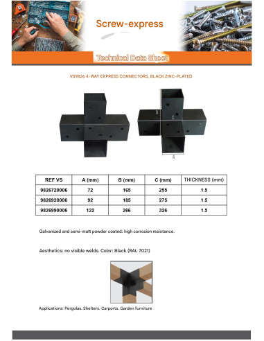 1 x Anchor Plate EXPRESS 4 Directions Black...