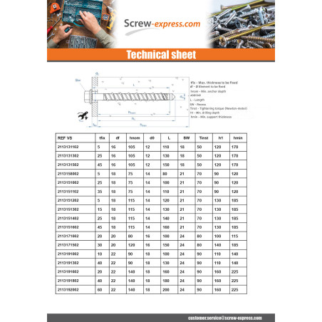 1 x Screw For Concrete Hexagonal Head Flange T10 6X70 Zinc Plated