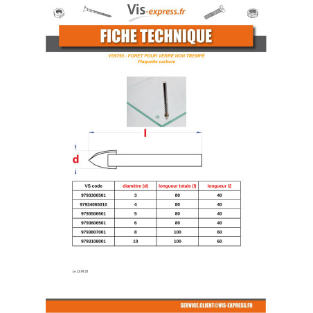 1 x Drill bit for non-tempered glass 6X80