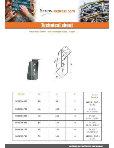 1 x Joist Hanger BEAM B LIP Long Sendzimir 75X200