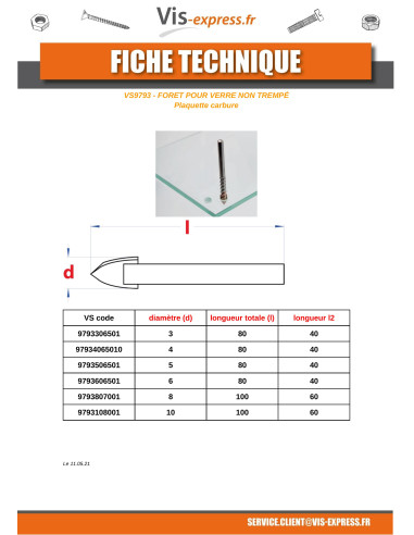 1 x Drill bit for non-tempered glass 4X80