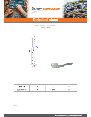 1 x Lug Of JOISTS Type to Sendzimir 35X170 Hot...
