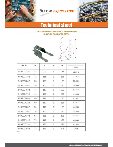 1 x Joist hanger with foldable flange Sendzimir...